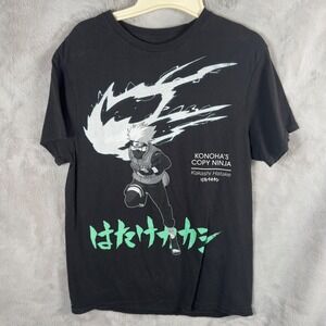 Black Kakashi Hatake Naruto Shippuden Graphic Shirt Size M Anime Lightning Blade
